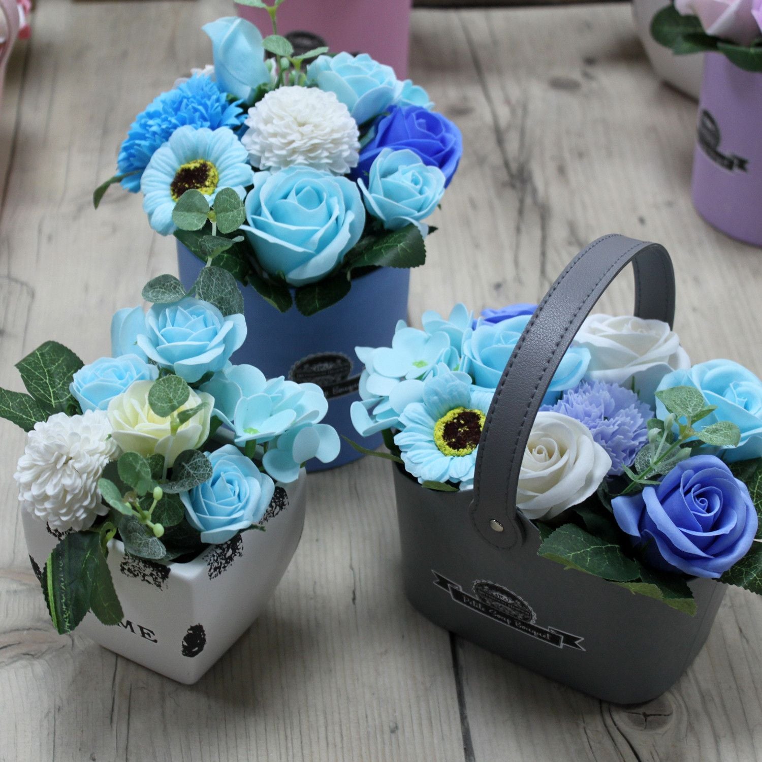 Maceta de regalo Ramo Pequeño - Azul Relajante