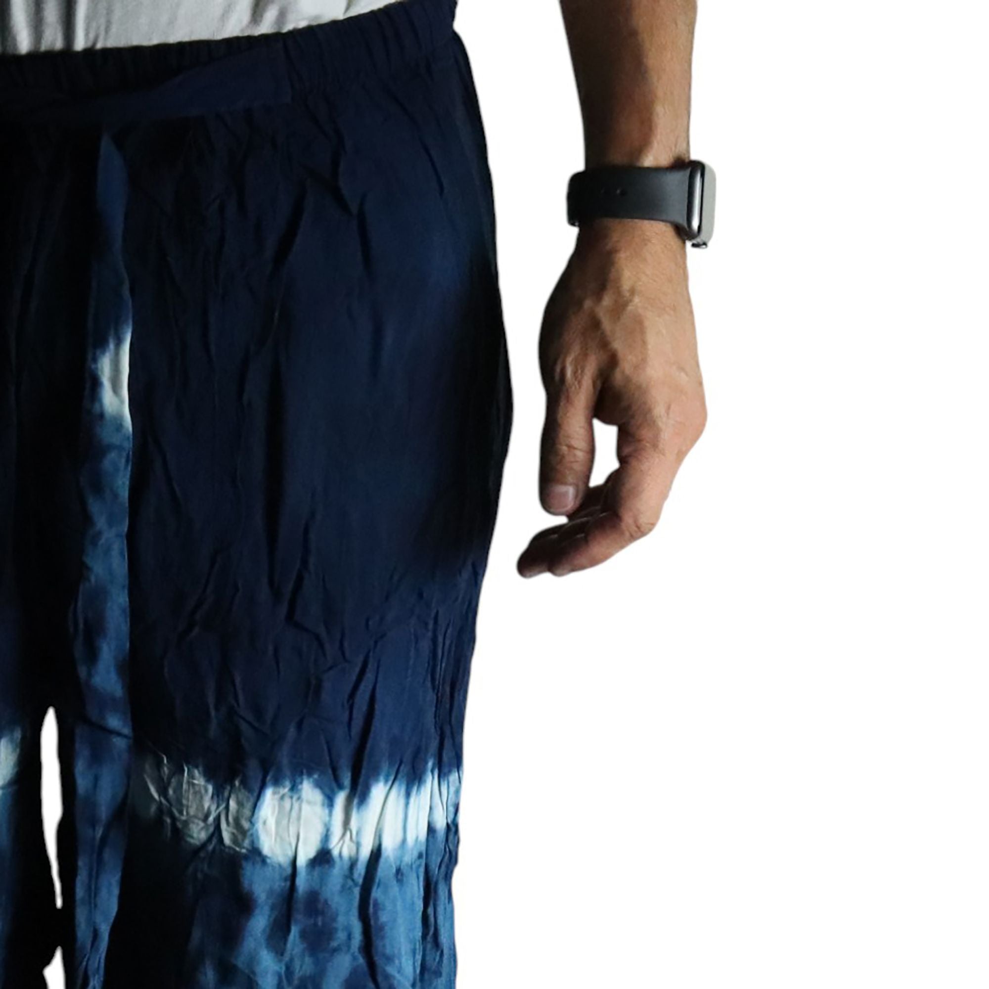 Pantalones de estilo japonés para descanso - Turquesa y naranja - M