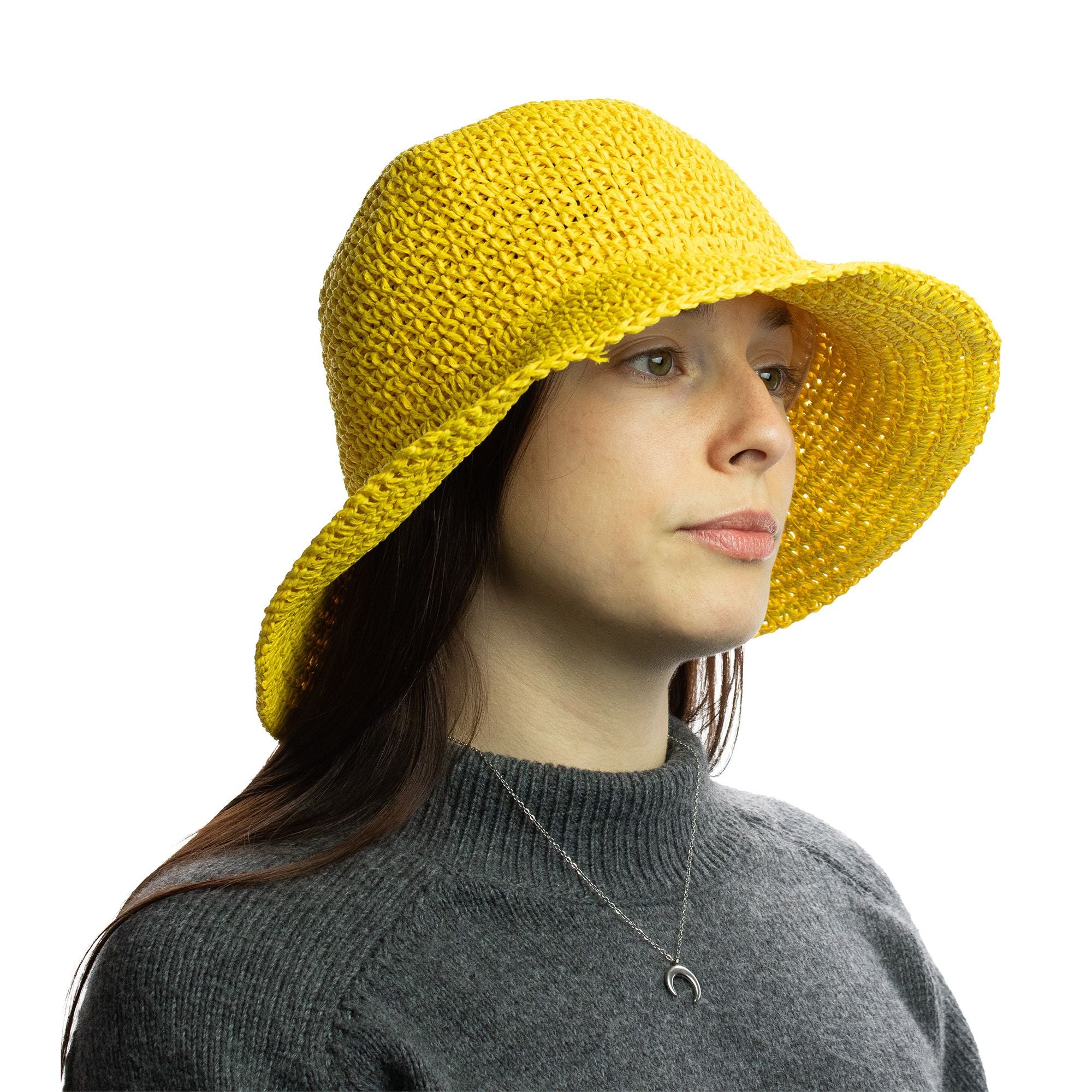 Nomad Sari Sombrero de Paja de Ala Ancha para Sol - Amarillo