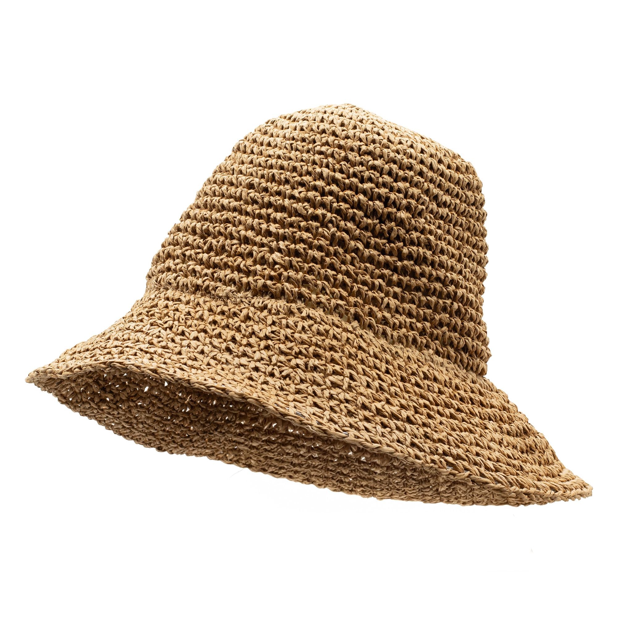 Chapéu de sol em palha Nomad Sari com aba flexível - Café Natural