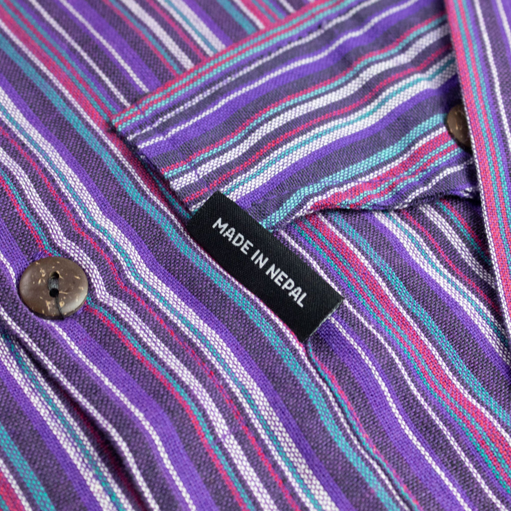 Camisa Nomad Sari Grandad - Preta e Roxa - Tamanho XL