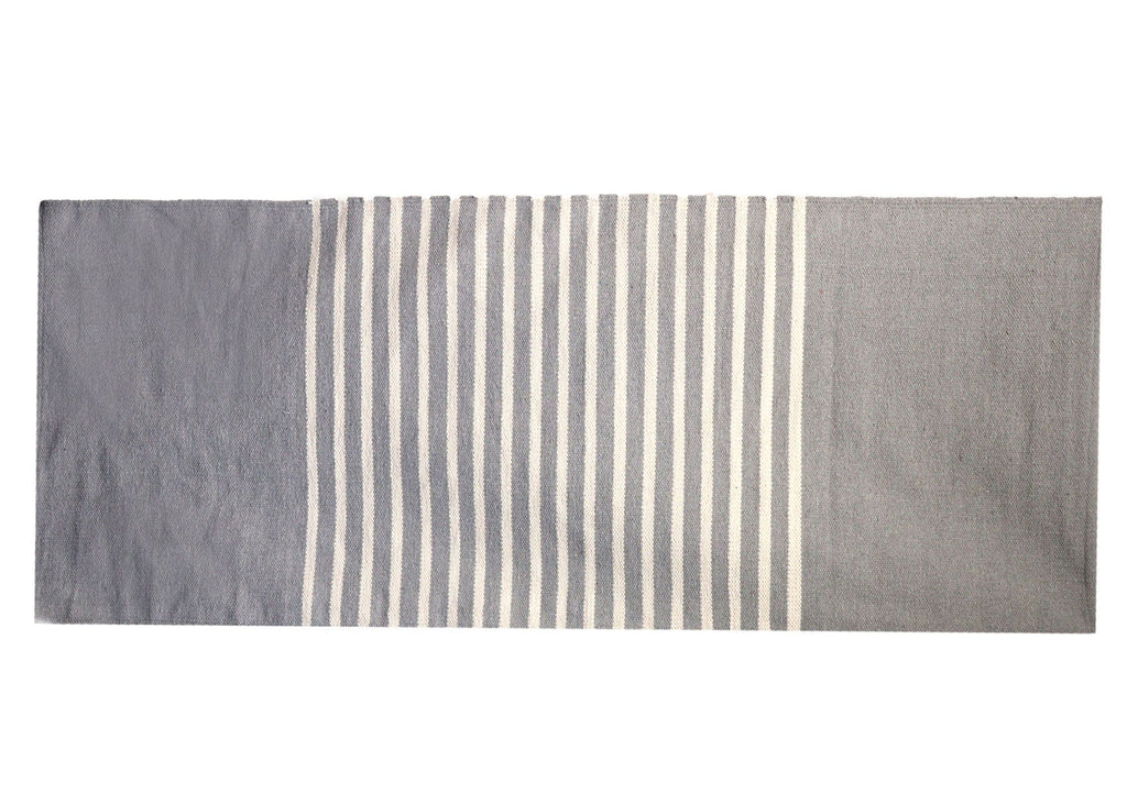 Indischer Baumwollteppich - 70x170cm - Grau