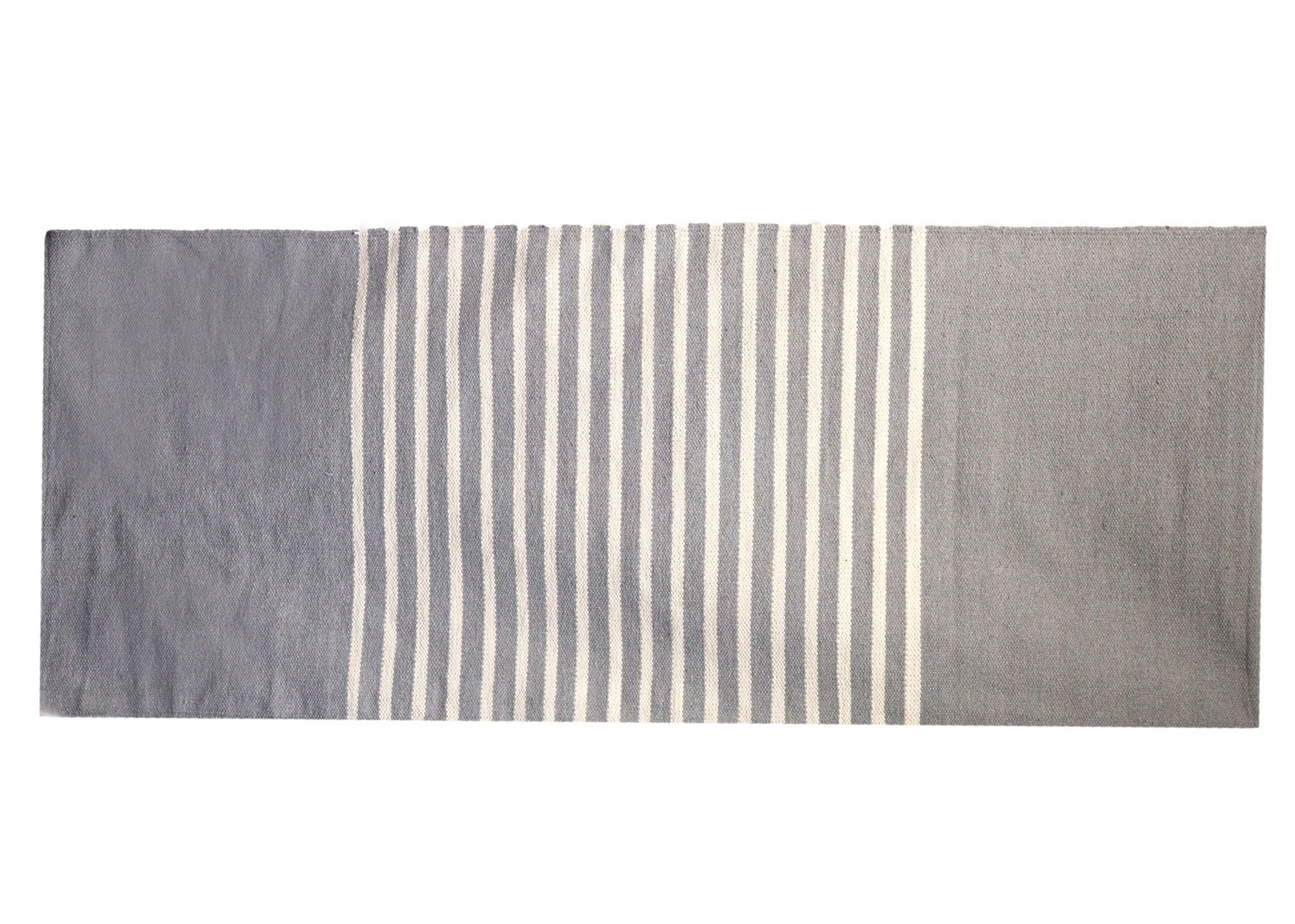 Indischer Baumwollteppich - 70x170cm - Grau