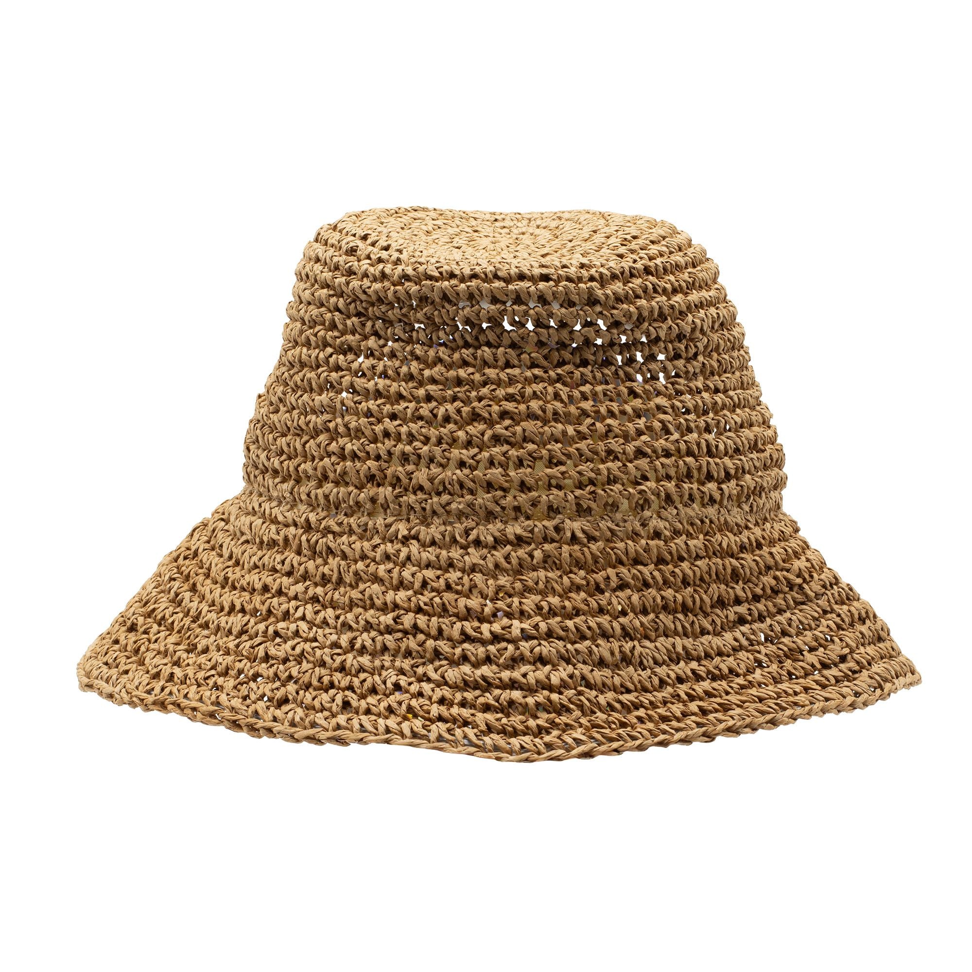 Chapéu de sol em palha Nomad Sari com aba flexível - Café Natural