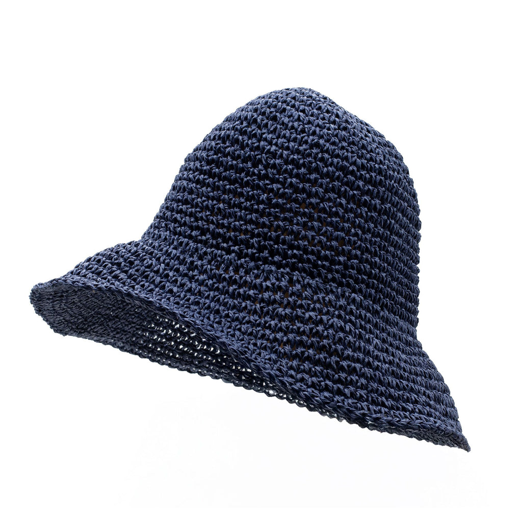 Chapéu de sol de palha Nomad Sari com aba macia - Azul-marinho