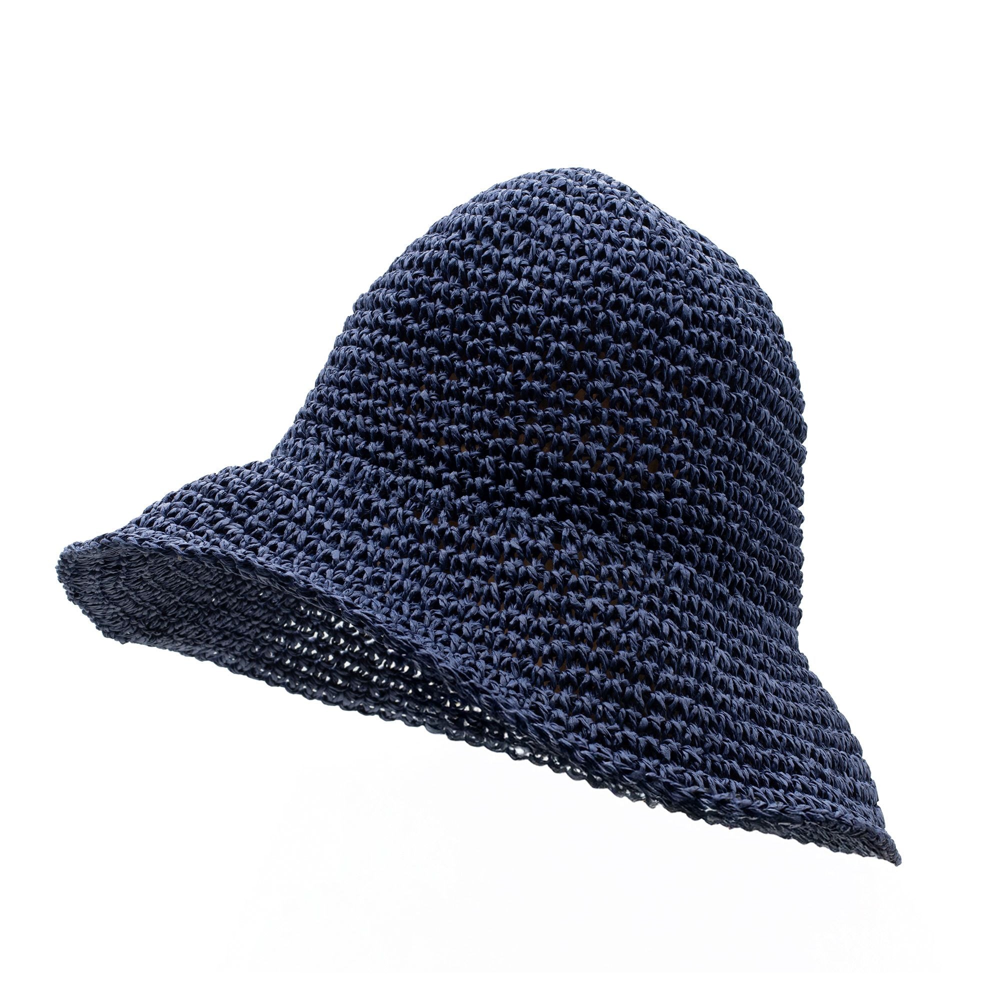 Chapéu de sol de palha Nomad Sari com aba macia - Azul-marinho