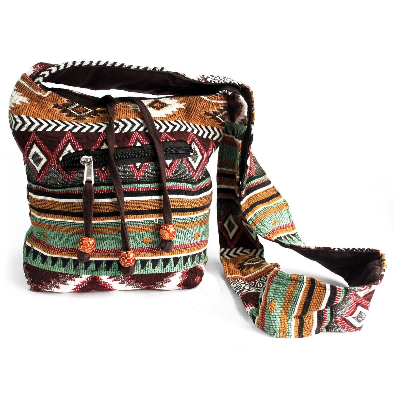 Bolso jacquard – bandolera color chocolate