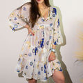 Vestido Sari Nômade Olho Grego – Branco, Azul e Dourado – Tamanho M/L