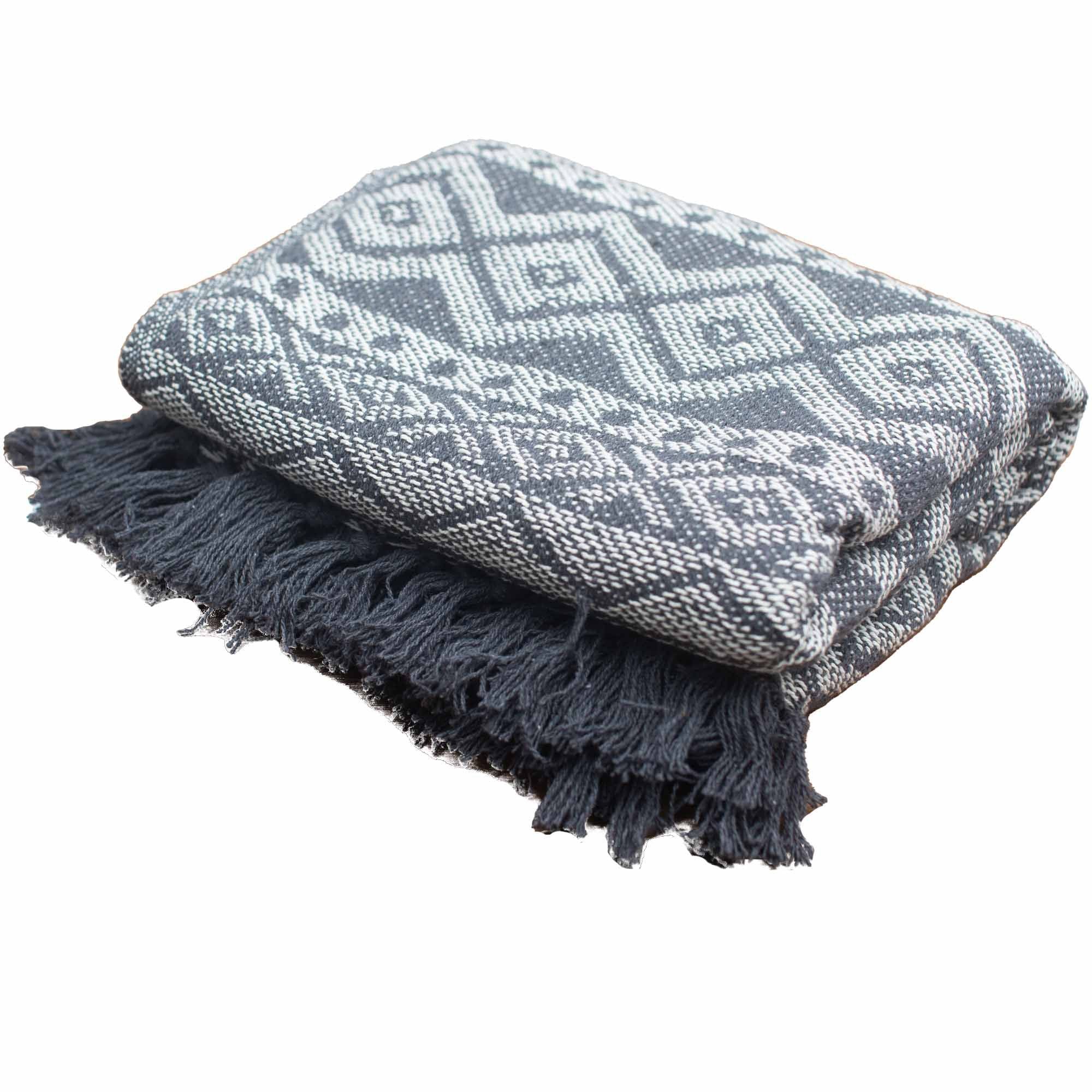 Mantas Boho Confort - Gris Geométrico