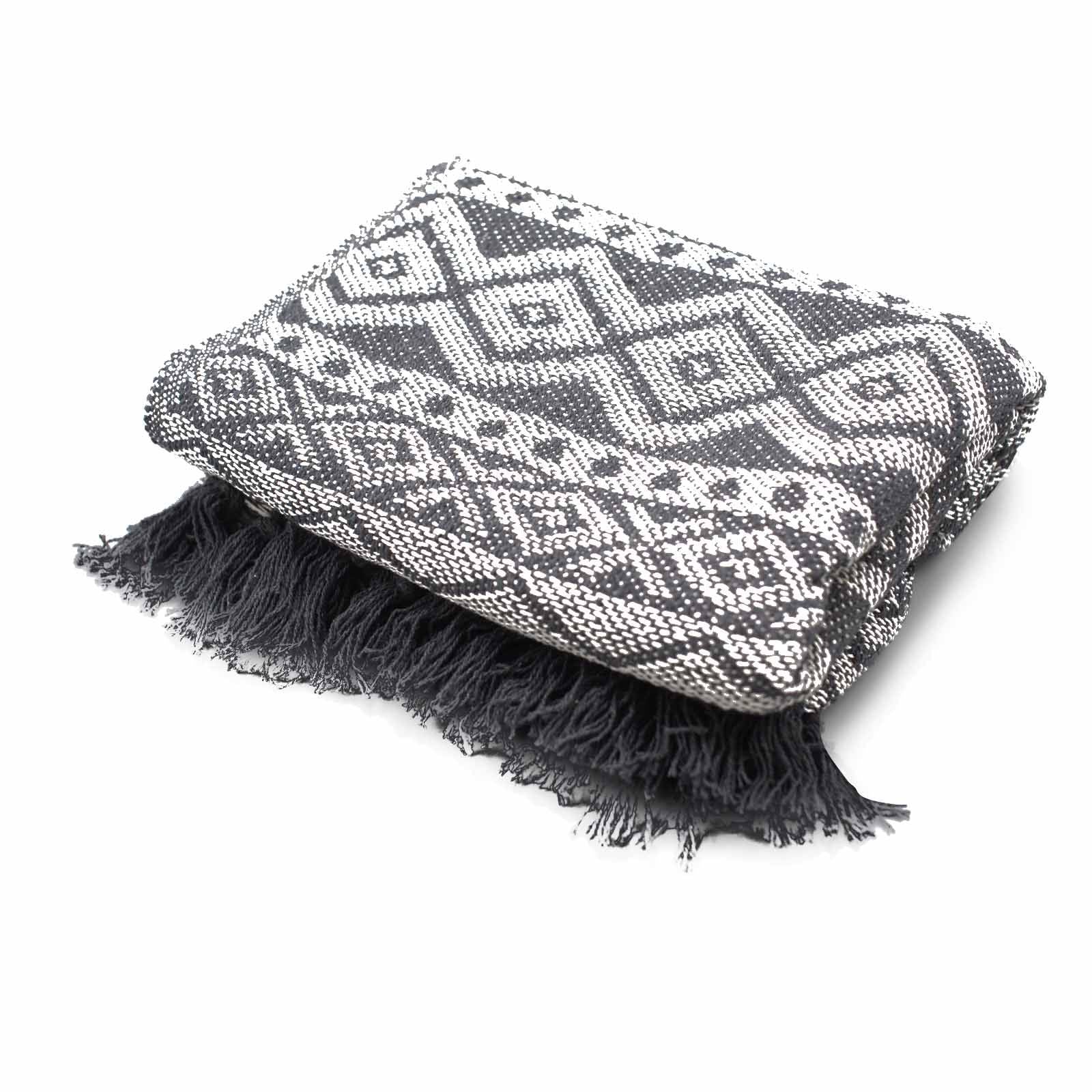 Mantas Boho Confort - Gris Geométrico