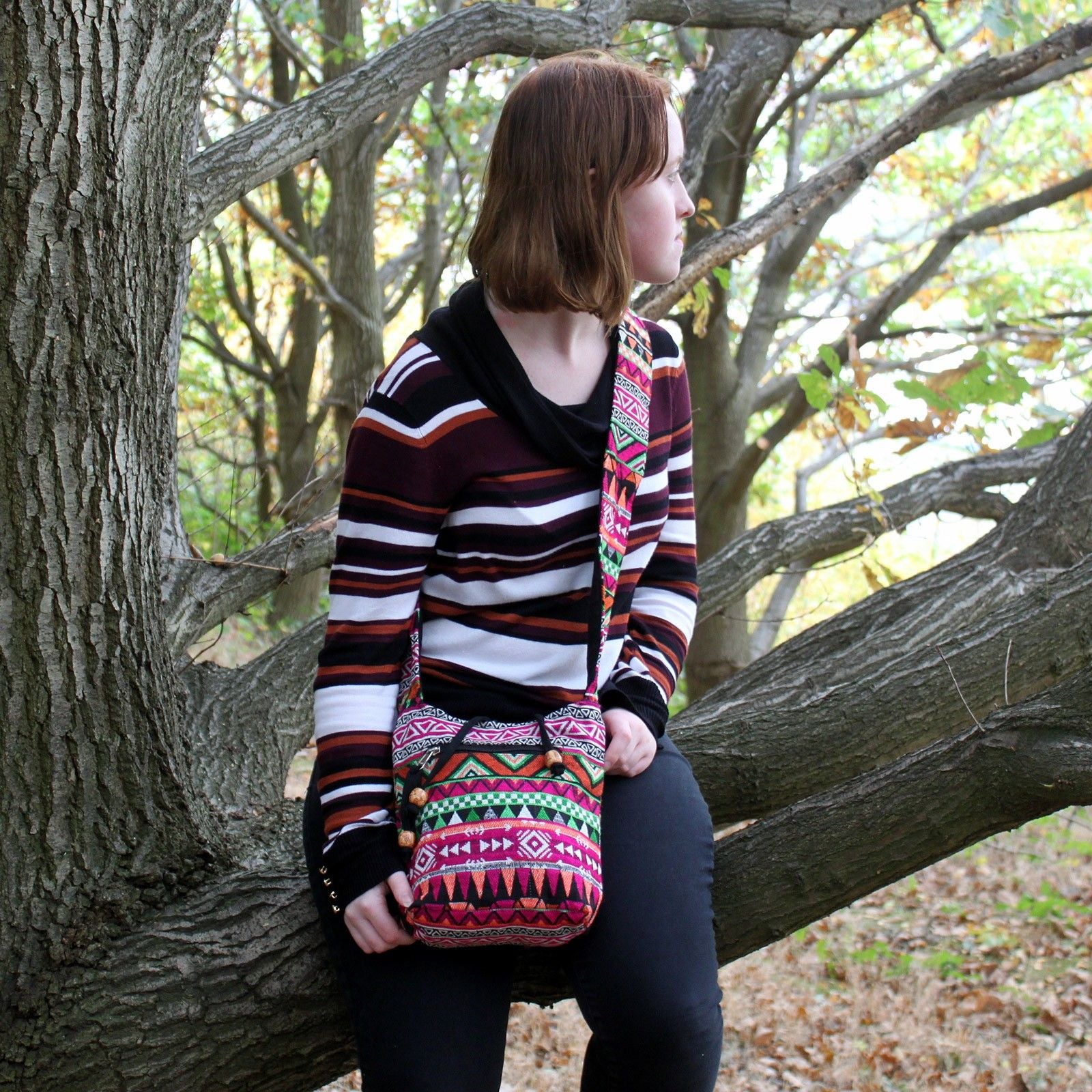 Tecido Jacquard - Mochila pequena rosa
