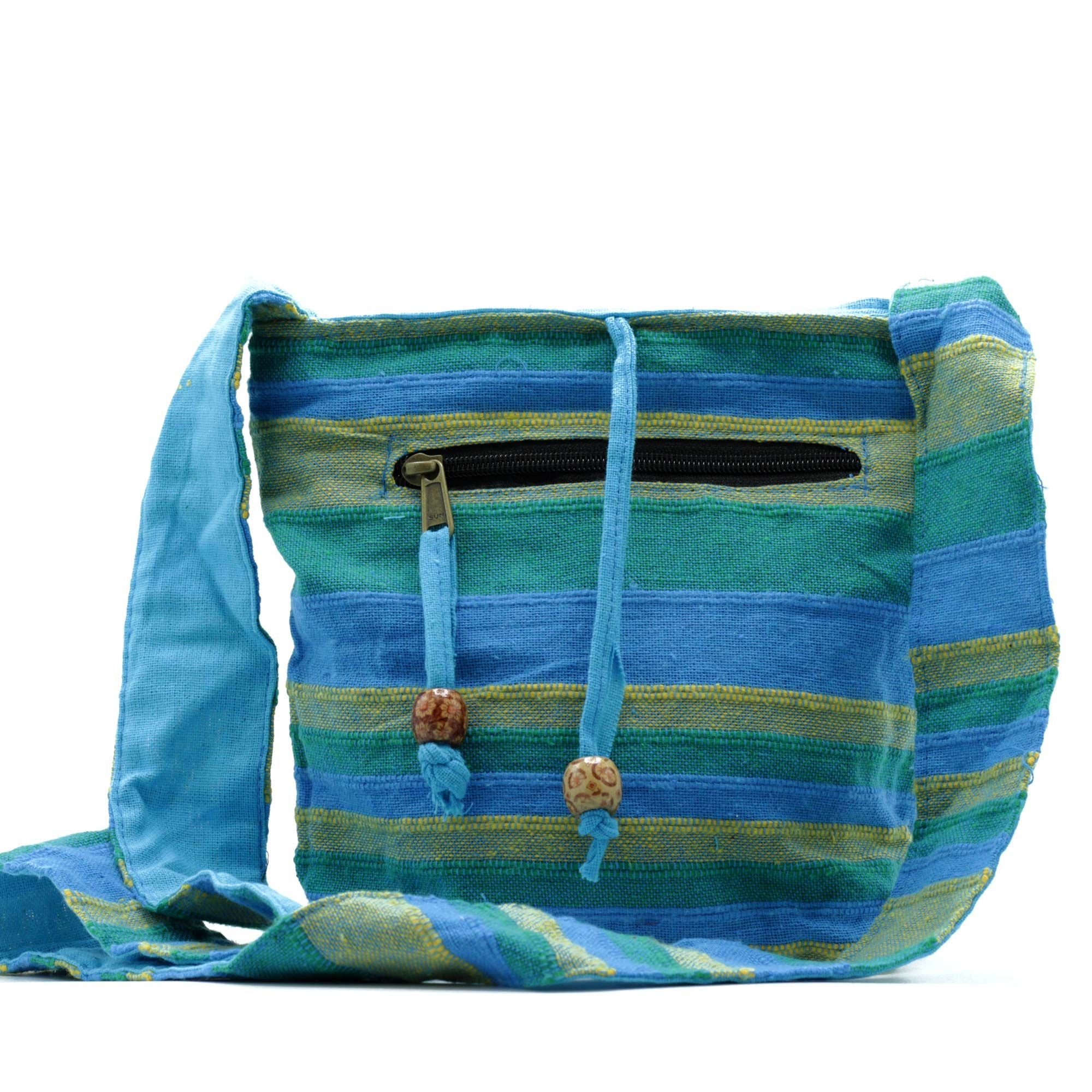 Bolso bandolera Nepal -Prados de primavera Verde y Azul