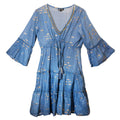 Vestido Nomad Sari Mar Mediterrâneo com estampado de peixes azuis e dourados
