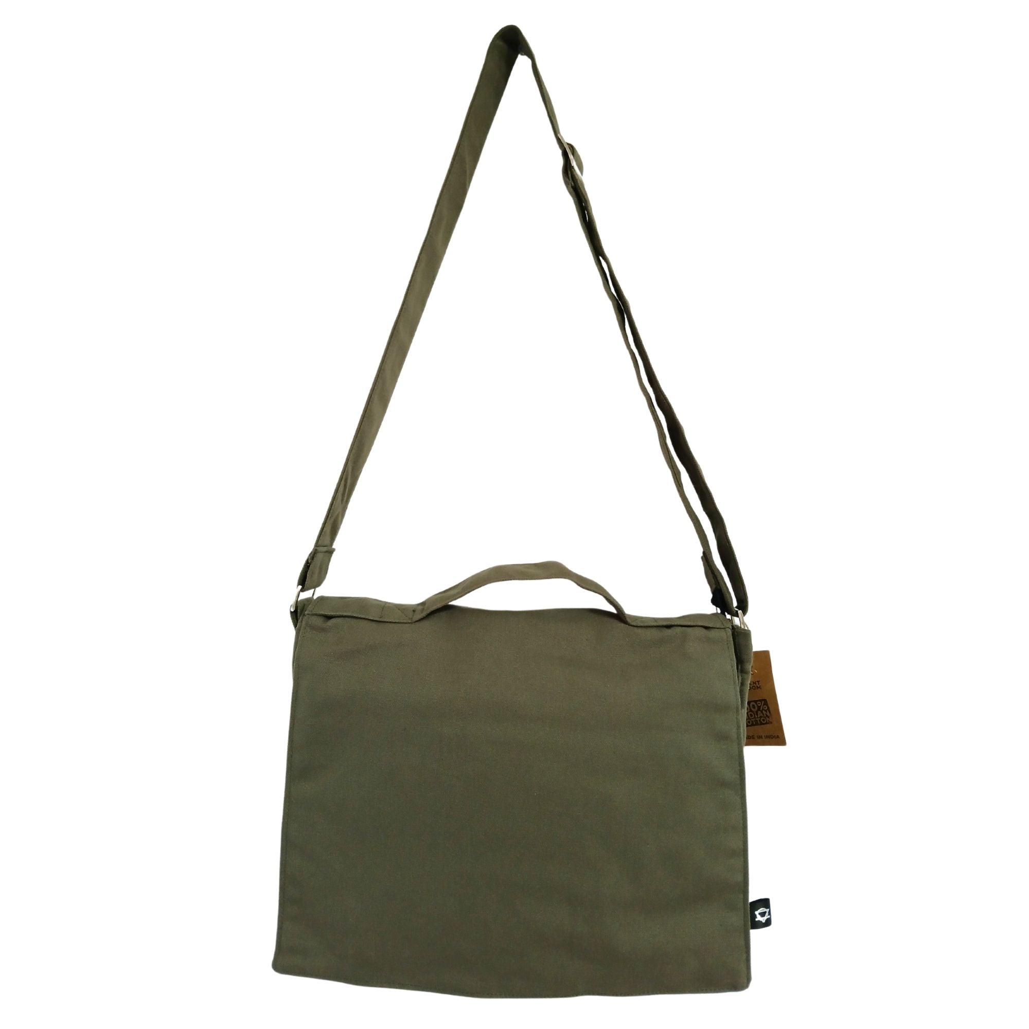 Bolso mensajero de lona de algodón para portátil - oliva