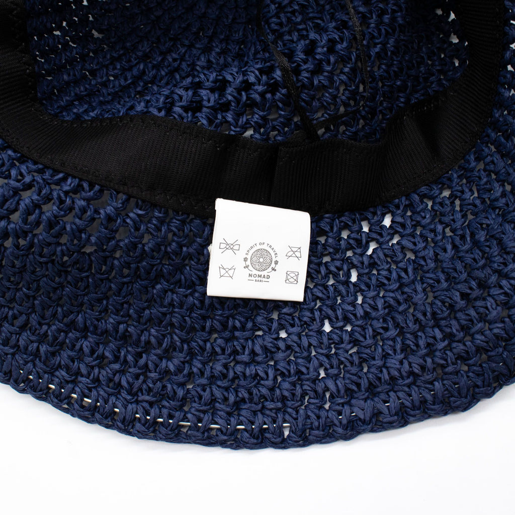 Chapéu de sol de palha Nomad Sari com aba macia - Azul-marinho