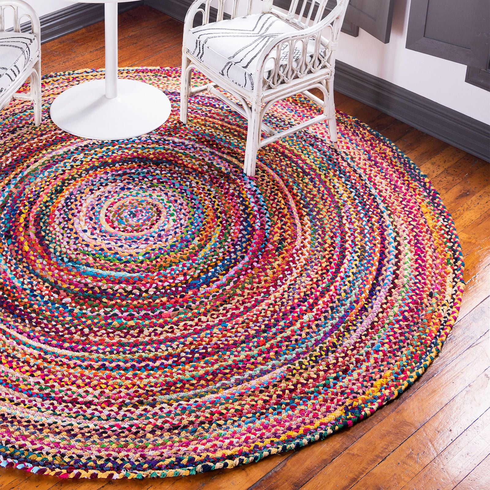 Alfombra Redonda de Yute y Algodón Reciclado -  90 cm