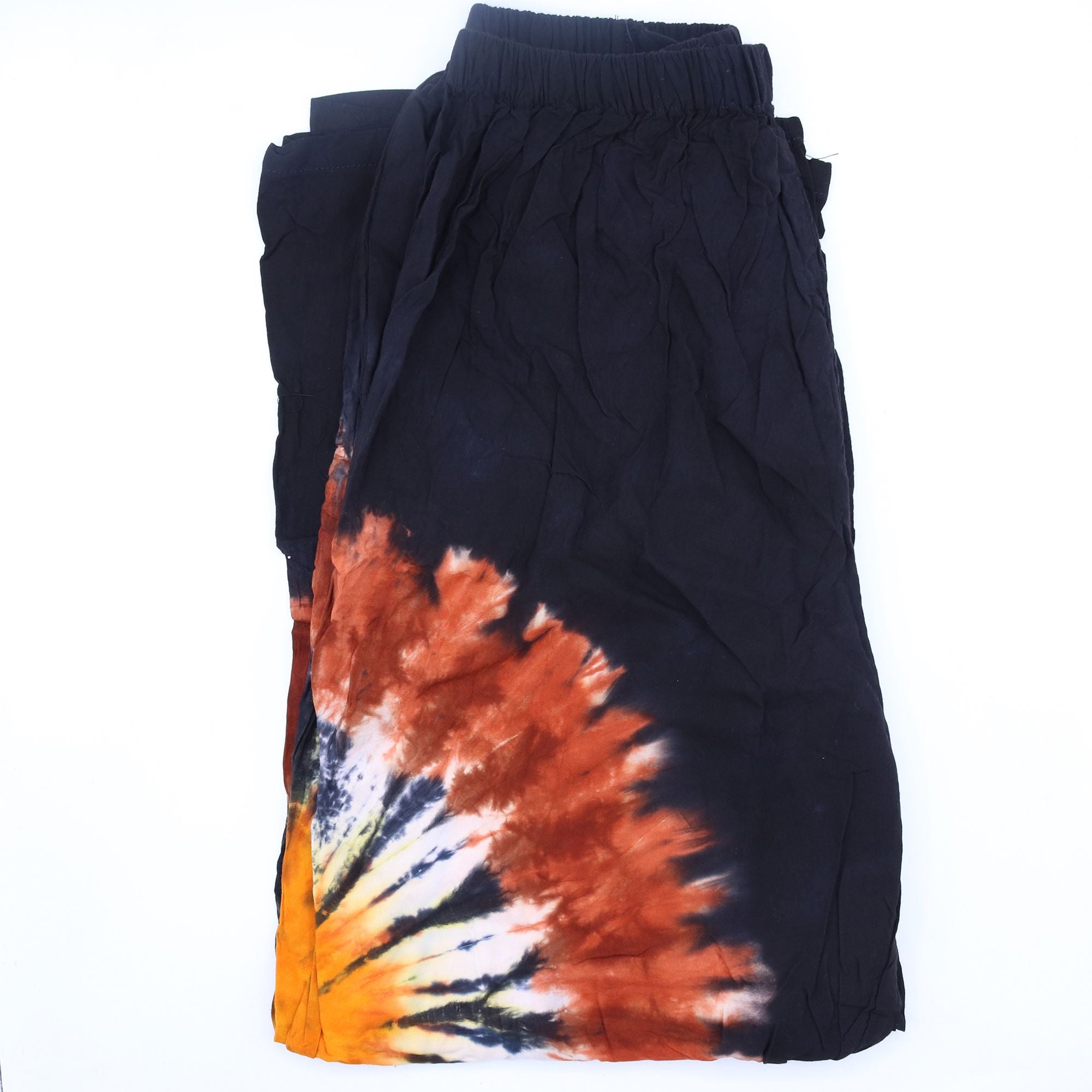 Pantalones de estilo japonés para estar en casa - negro chocolate y naranja - M