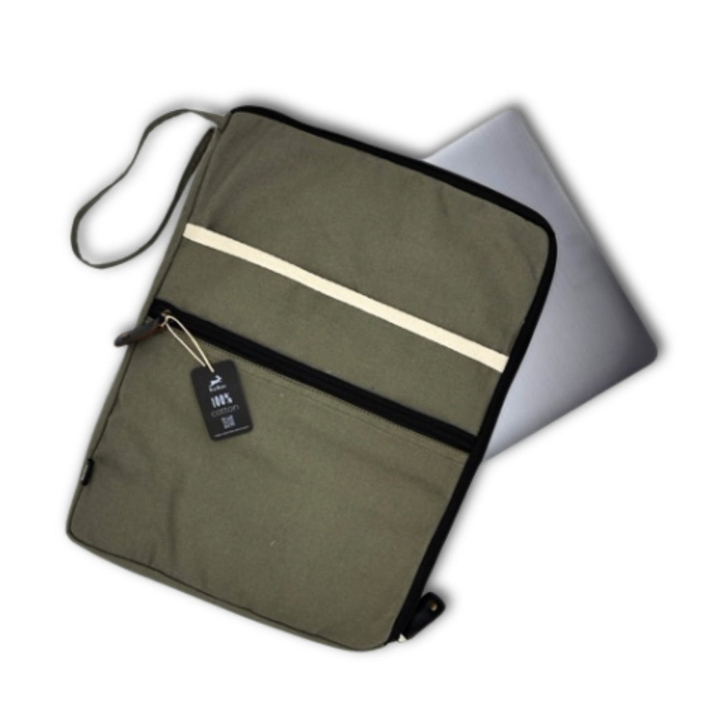 Funda Grande de Lona para Portátil - Oliva