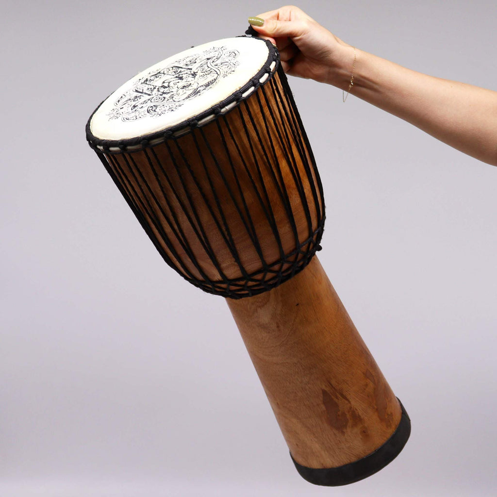 Tambor Djembe hecho a mano con tapa ancha - 50cm