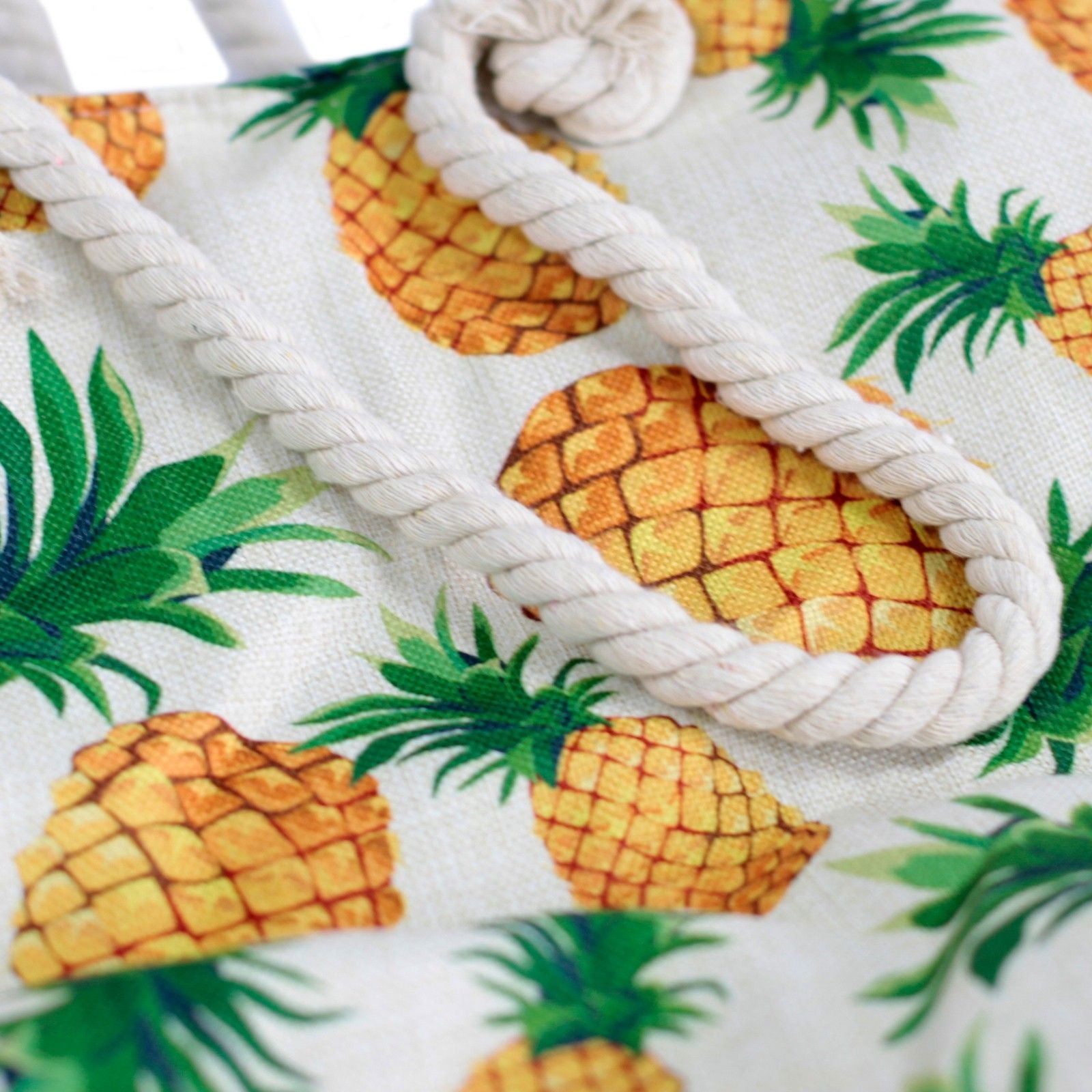 Mala de compras com alça de corda - ananases tropicais