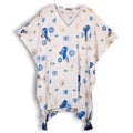 Coleção Nomad Mediterranean Sari - Caftan - Estampado Olho Grego em Branco, Azul e Dourado