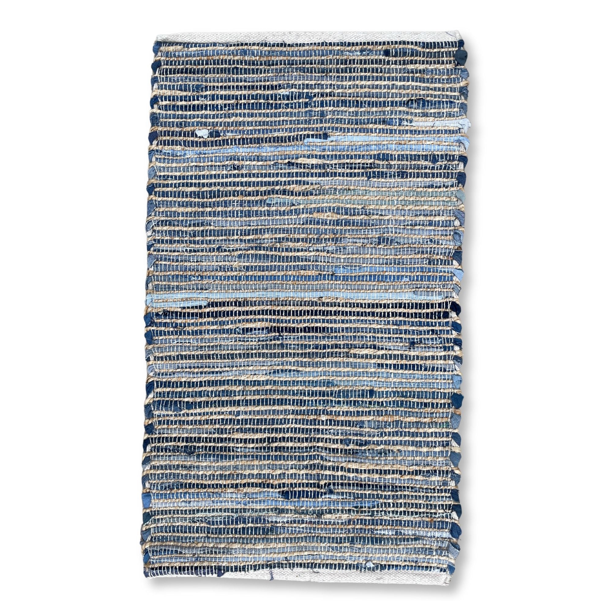 Alfombra mediana de yute de algodón reciclado - 90x150cm - Azul