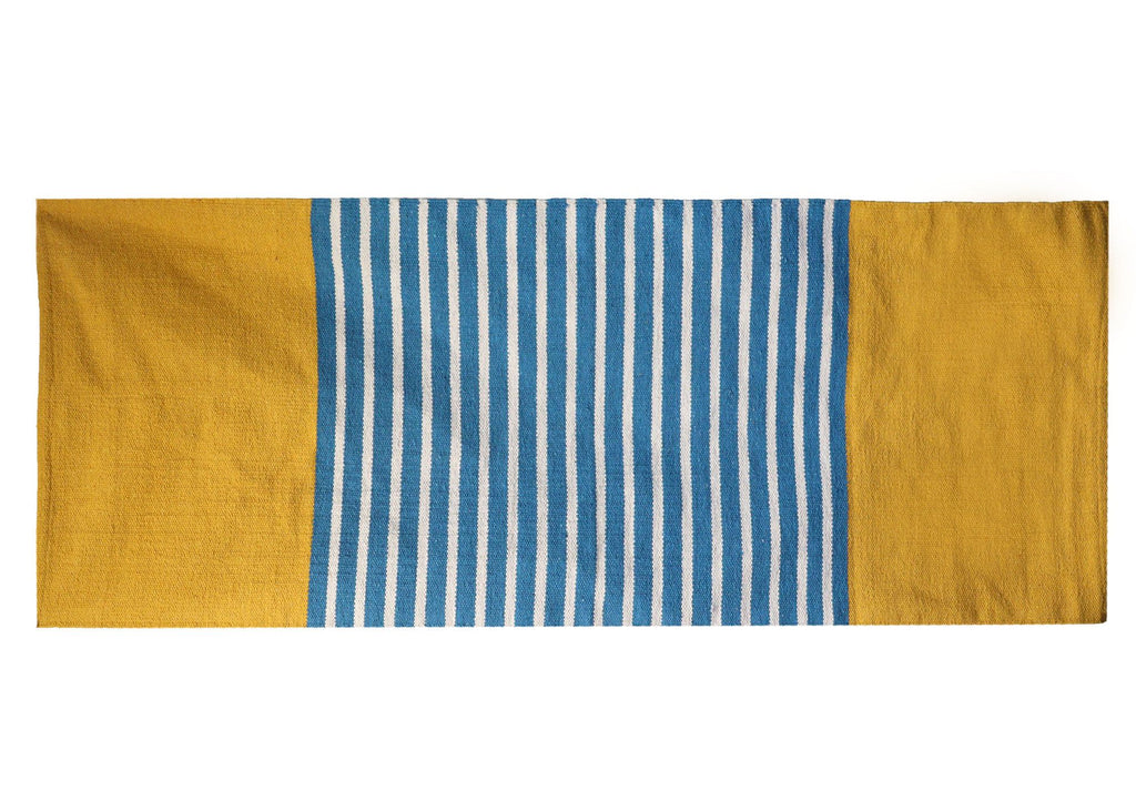 Tapete em algodão indiano - 70x170cm - Amarelo/Azul