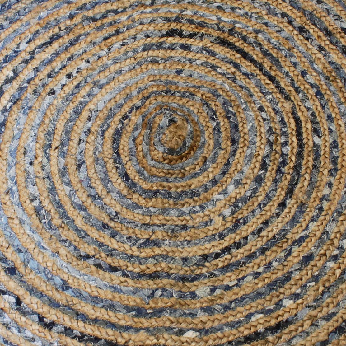 Alfombra Redonda de Yute y Reciclaje de Mezclilla - 150 cm