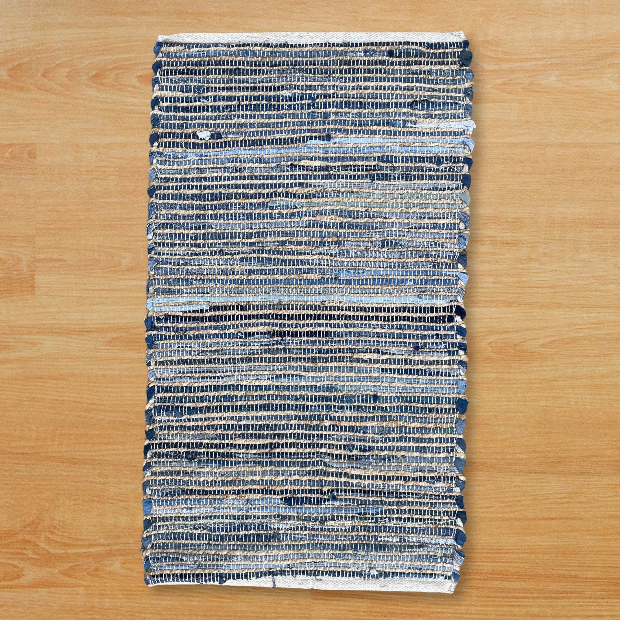 Alfombra mediana de yute de algodón reciclado - 90x150cm - Azul
