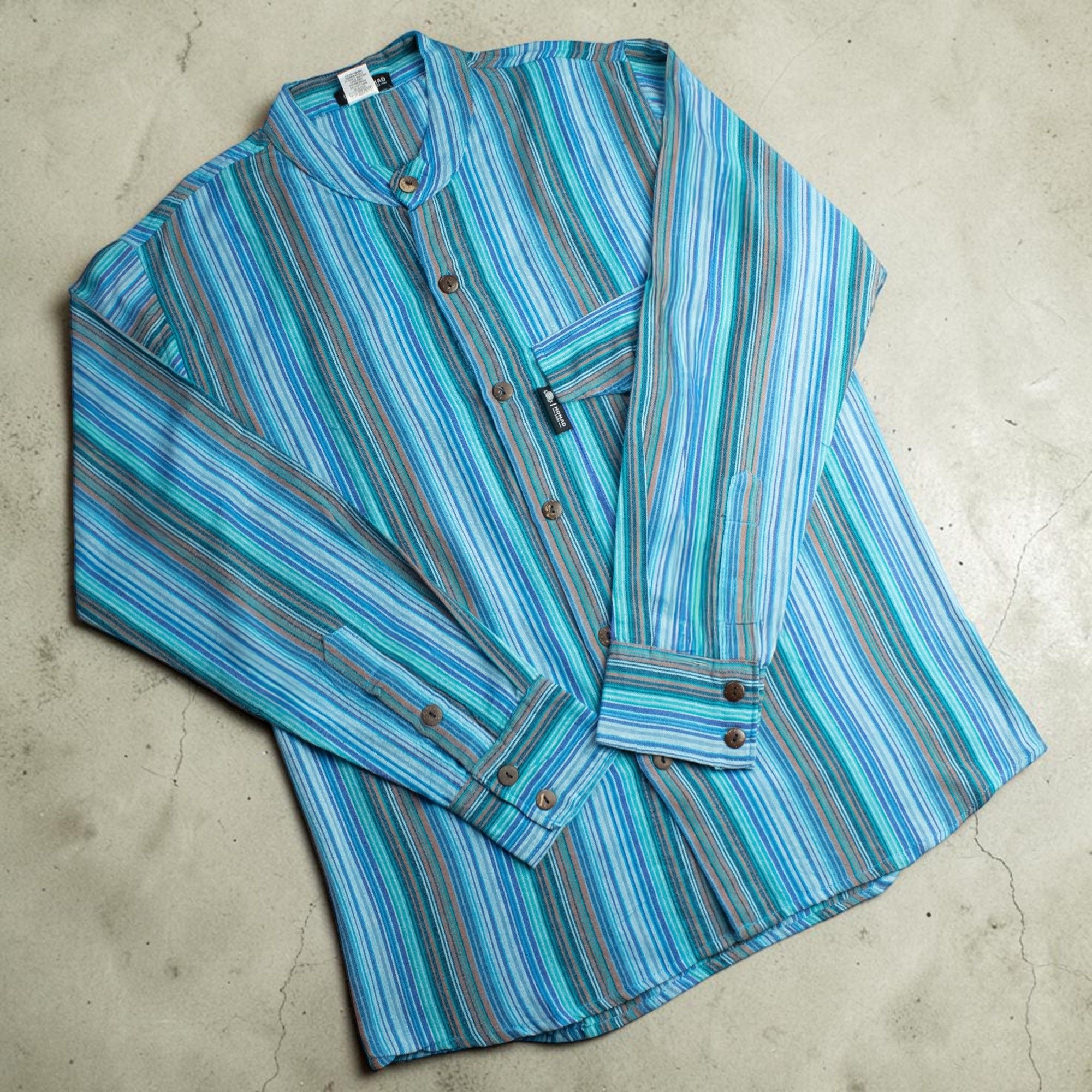 Camisa Nomad Sari Grandad - Turquesa - Mediana