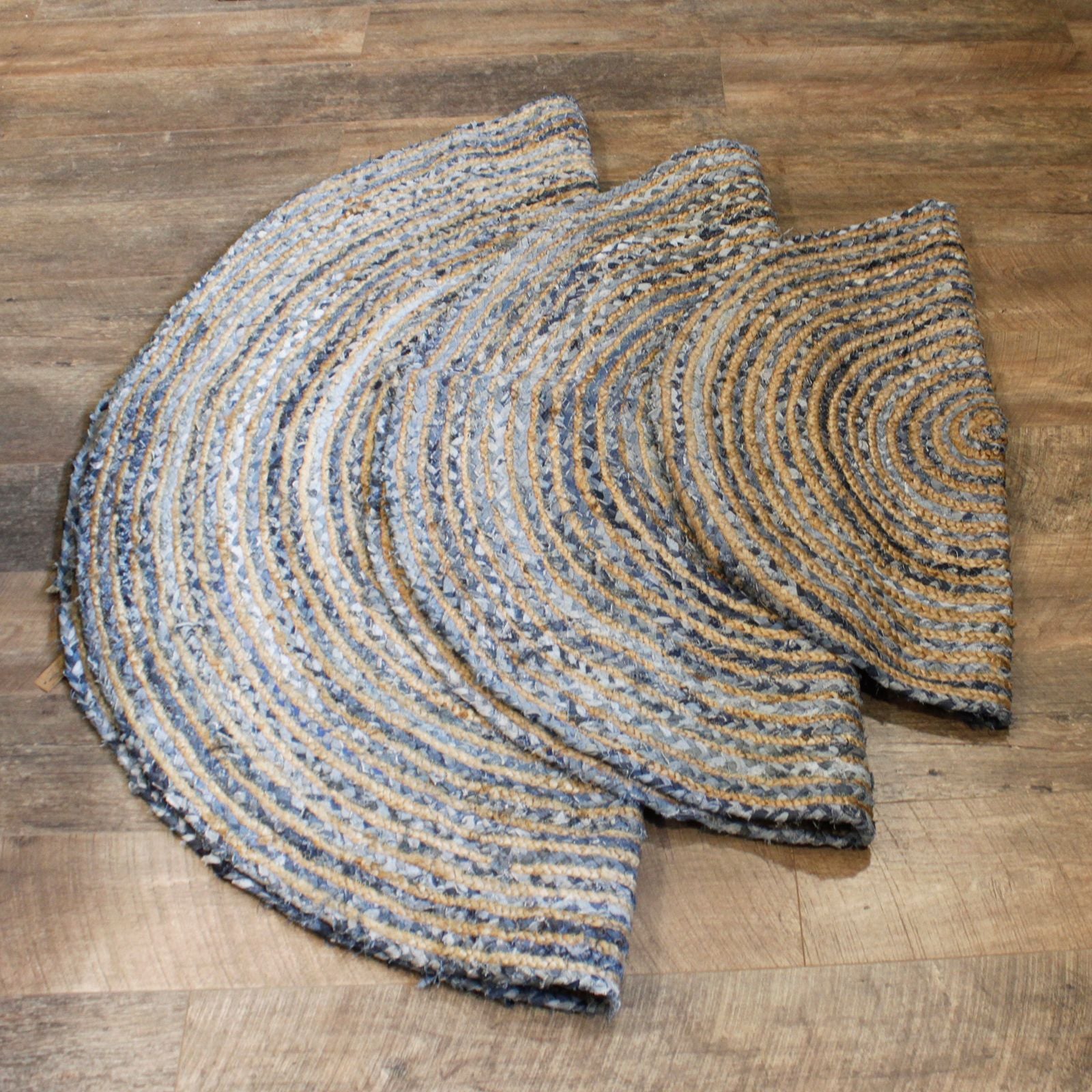 Alfombra Redonda de Yute y Reciclaje de Mezclilla - 150 cm