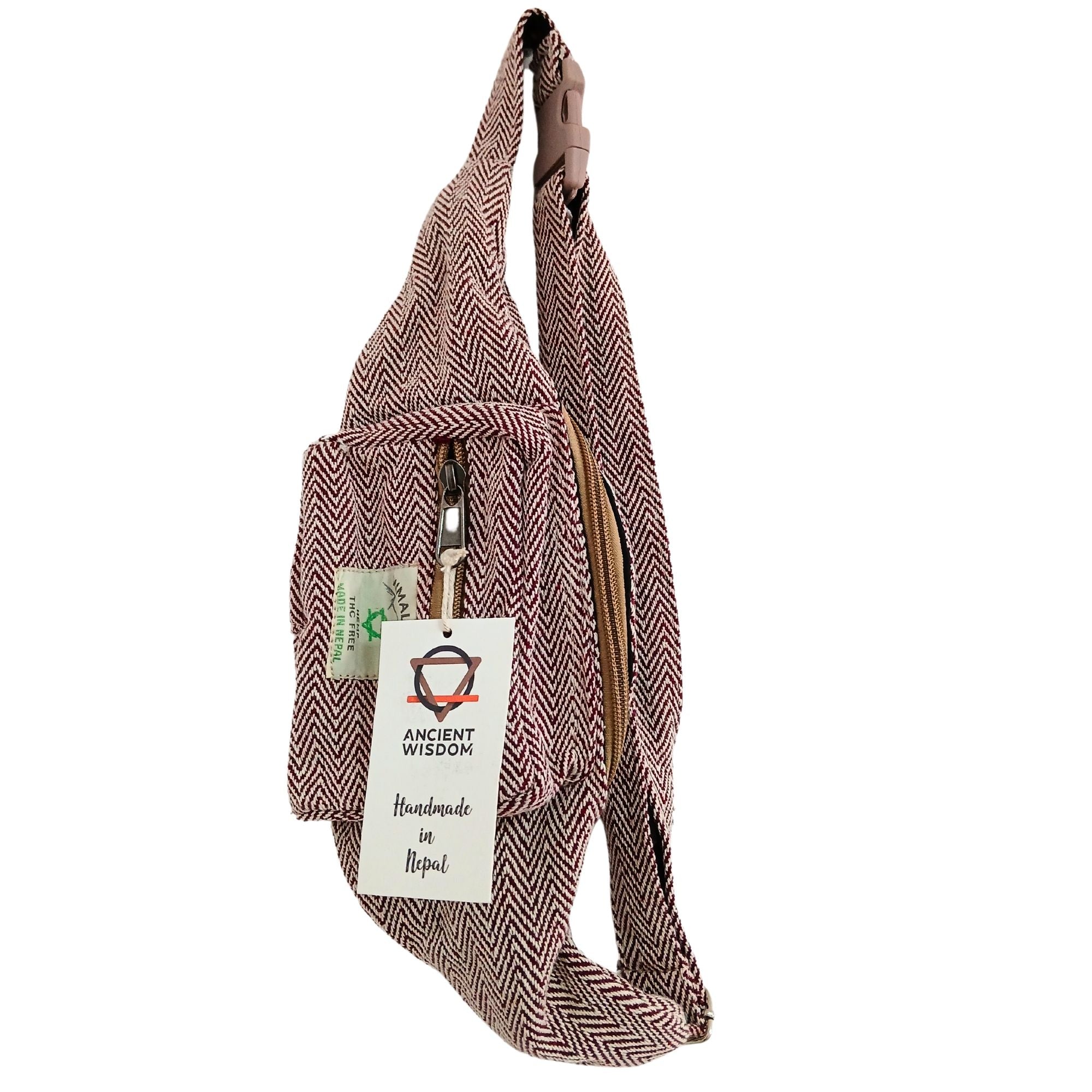 Bolsa de Cintura de Cáñamo y Algodón (o Riñonera) - Vino