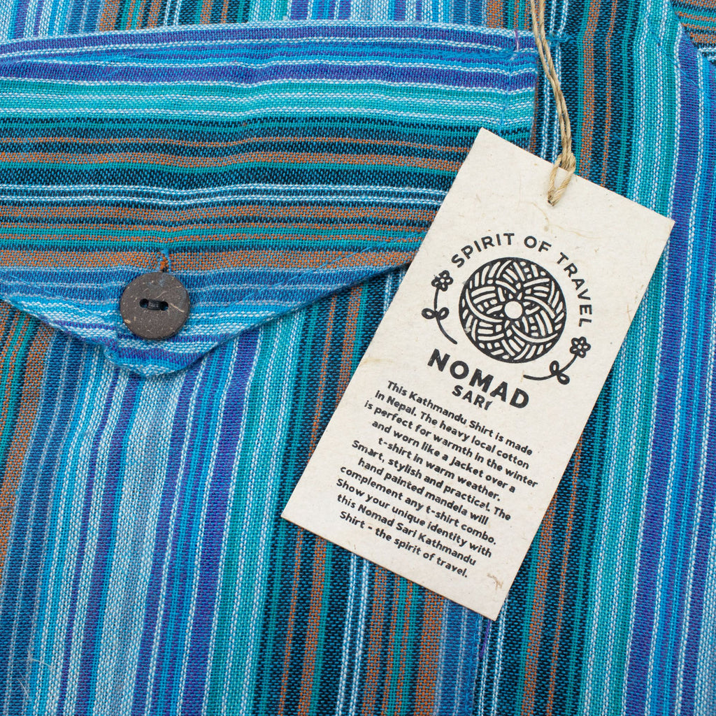 Camisa Nomad Sari Grandad - Turquesa - Mediana