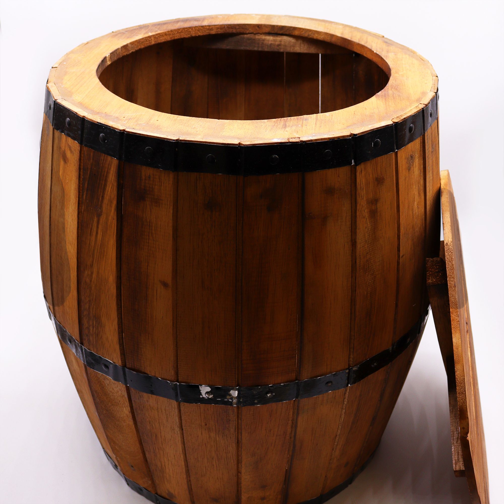 Mesa de barril de cerveza y soporte para parasol – Madera natural 60 x 48,5 cm
