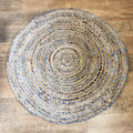Runder Teppich aus Jute und recyceltem Denim – 120 cm