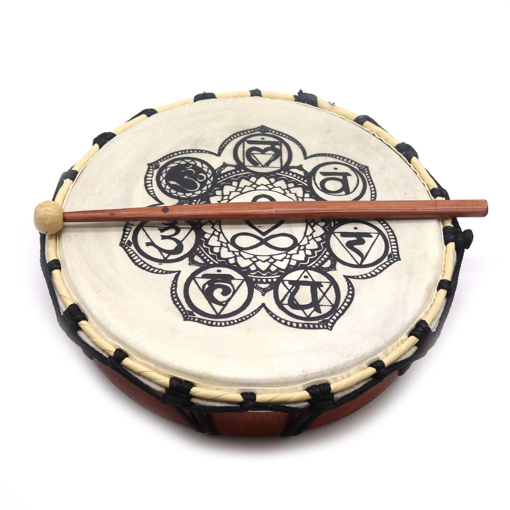 Tambor Chamanico Chakra con Baqueta - 25cm