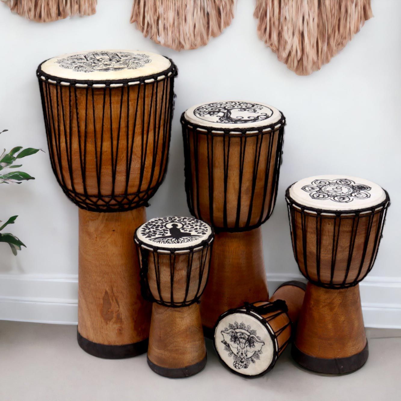 Tambor Djembe hecho a mano con tapa ancha - 25cm