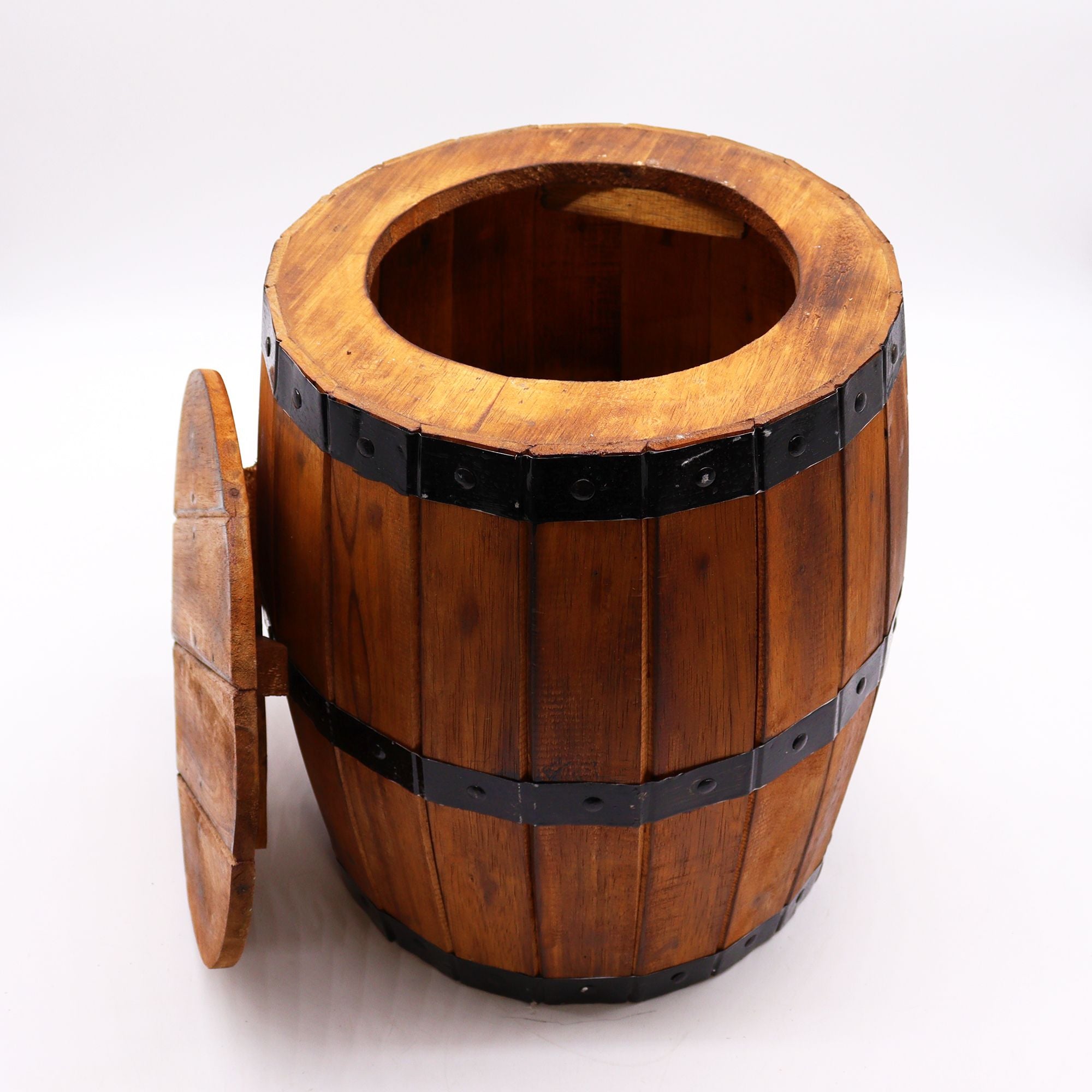 Taburete de barril de cerveza y soporte para parasol – Madera natural 38 x 32 cm