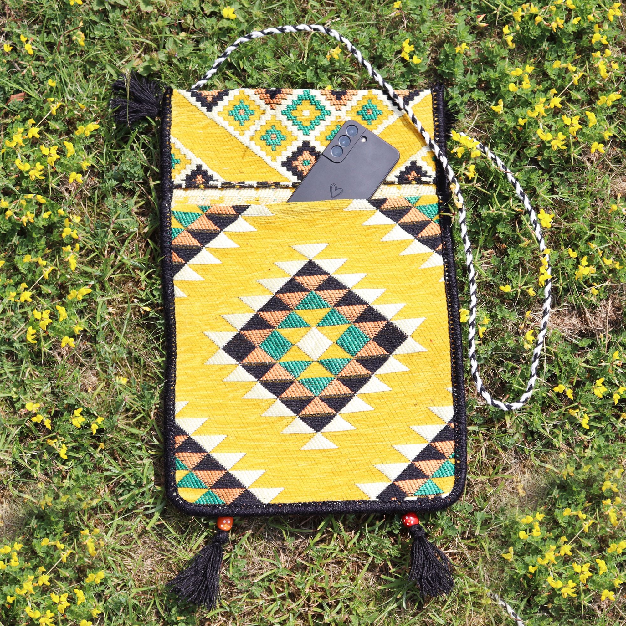 Bolsa Kilim Messenger Festival amarilla
