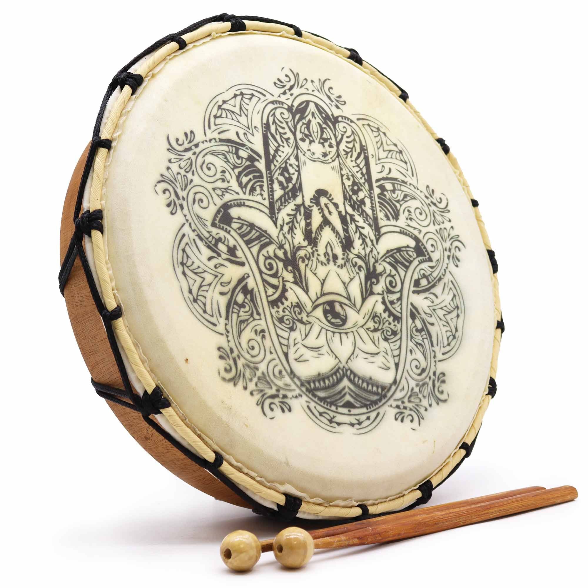 Tambor chamánico Hamsa con baqueta - 30cm