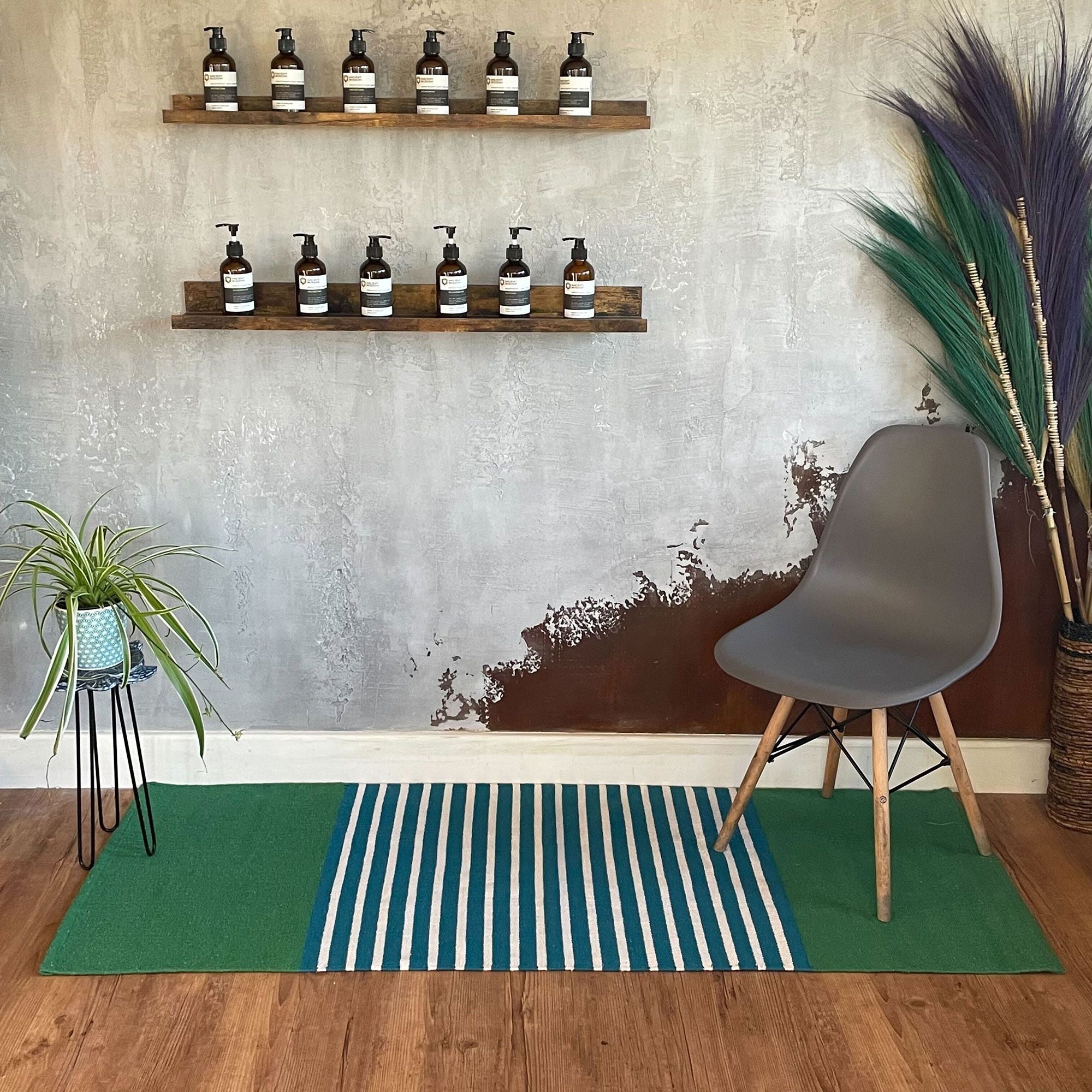 Tapete em algodão indiano - 70x170cm - Azul/Verde