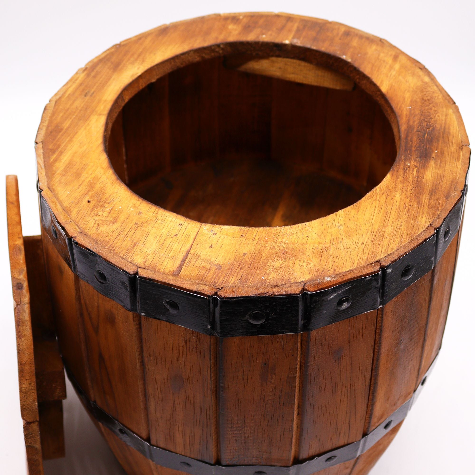 Taburete de barril de cerveza y soporte para parasol – Madera natural 38 x 32 cm