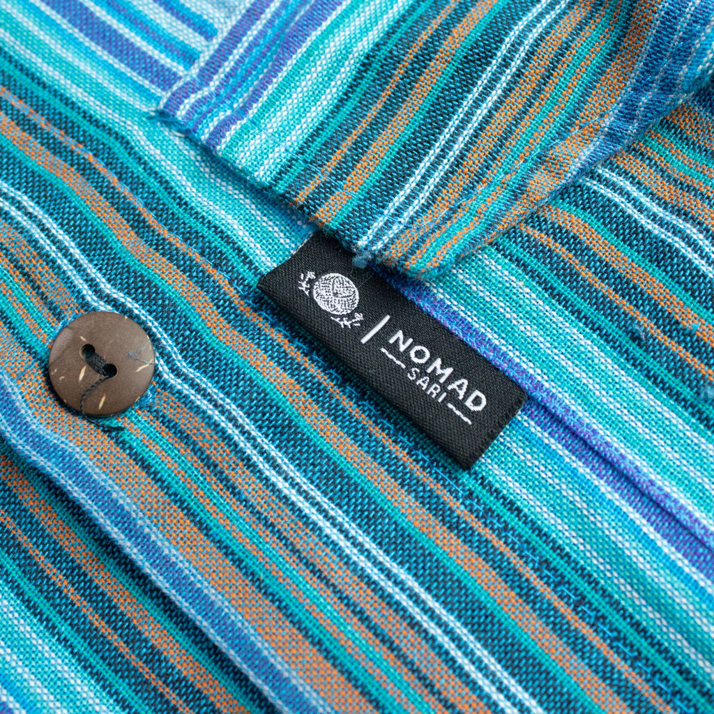 Camisa Nomad Sari Grandad - Turquesa - Mediana
