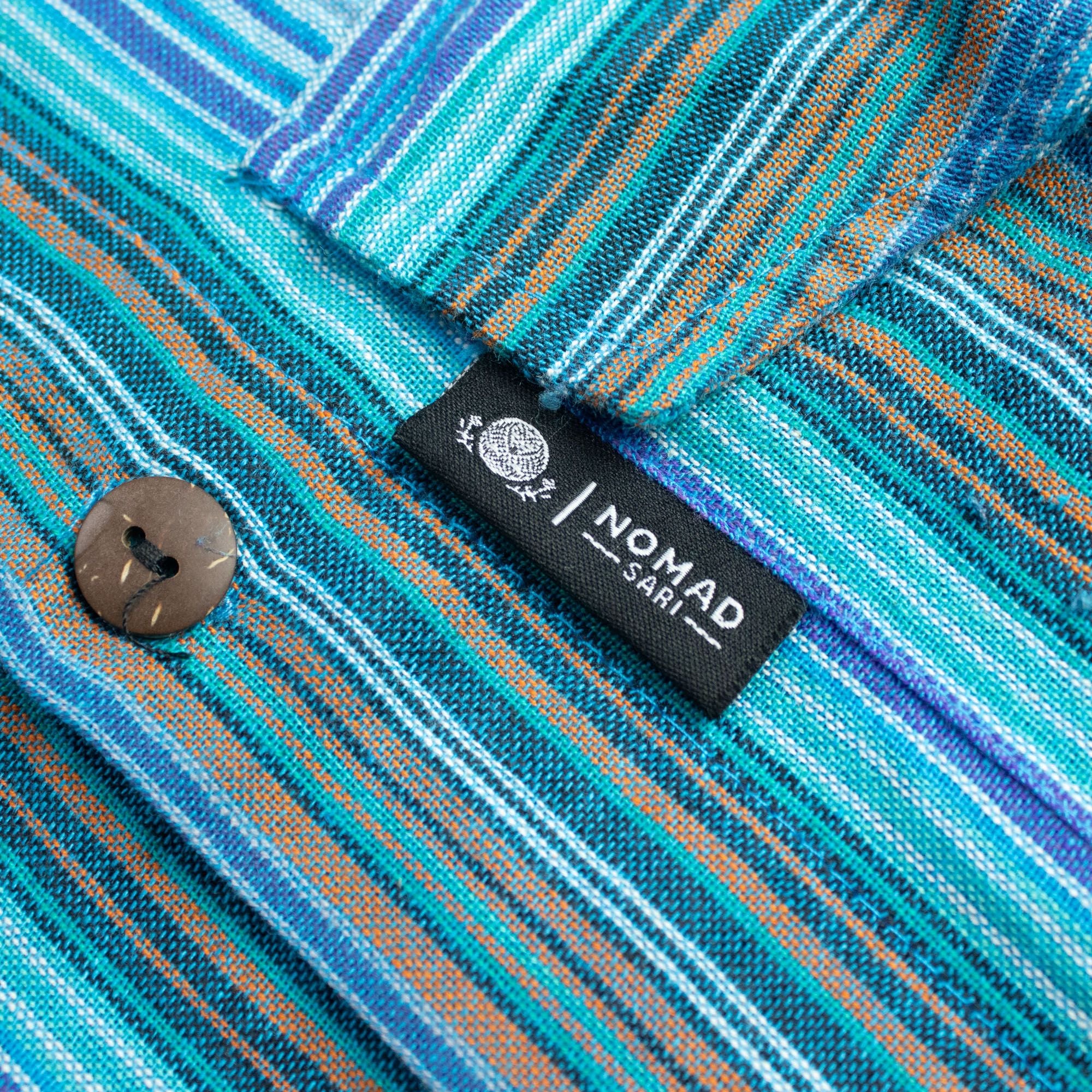 Camisa Nomad Sari Grandad - Turquesa - Mediana