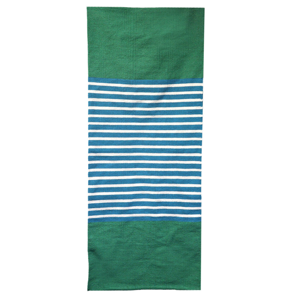 Tapete em algodão indiano - 70x170cm - Azul/Verde