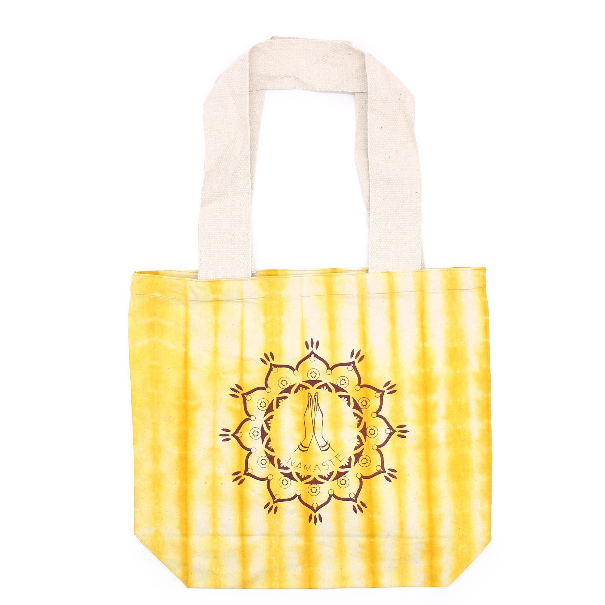 Bolsas de algodón "Tie Dye" (170g) - 38x42x12cm - Namaste Hands - Amarillo - Asa natural