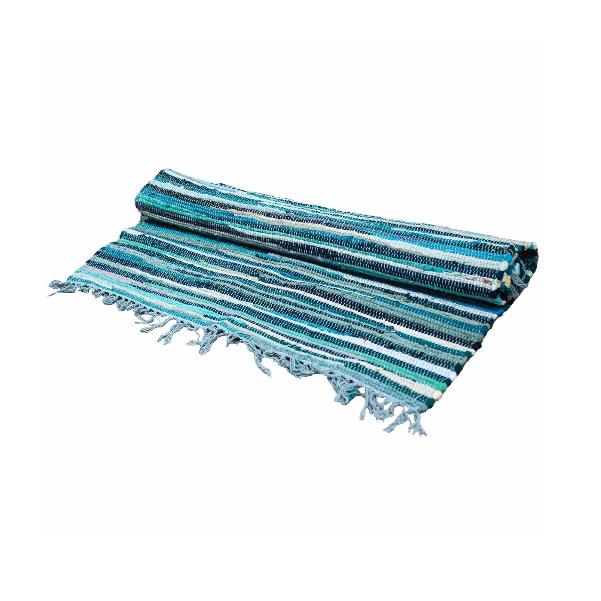 Alfombra pequeña de retales - 50x90 cm - calidad premium - Azul Agua