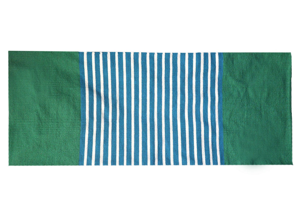 Tapete em algodão indiano - 70x170cm - Azul/Verde