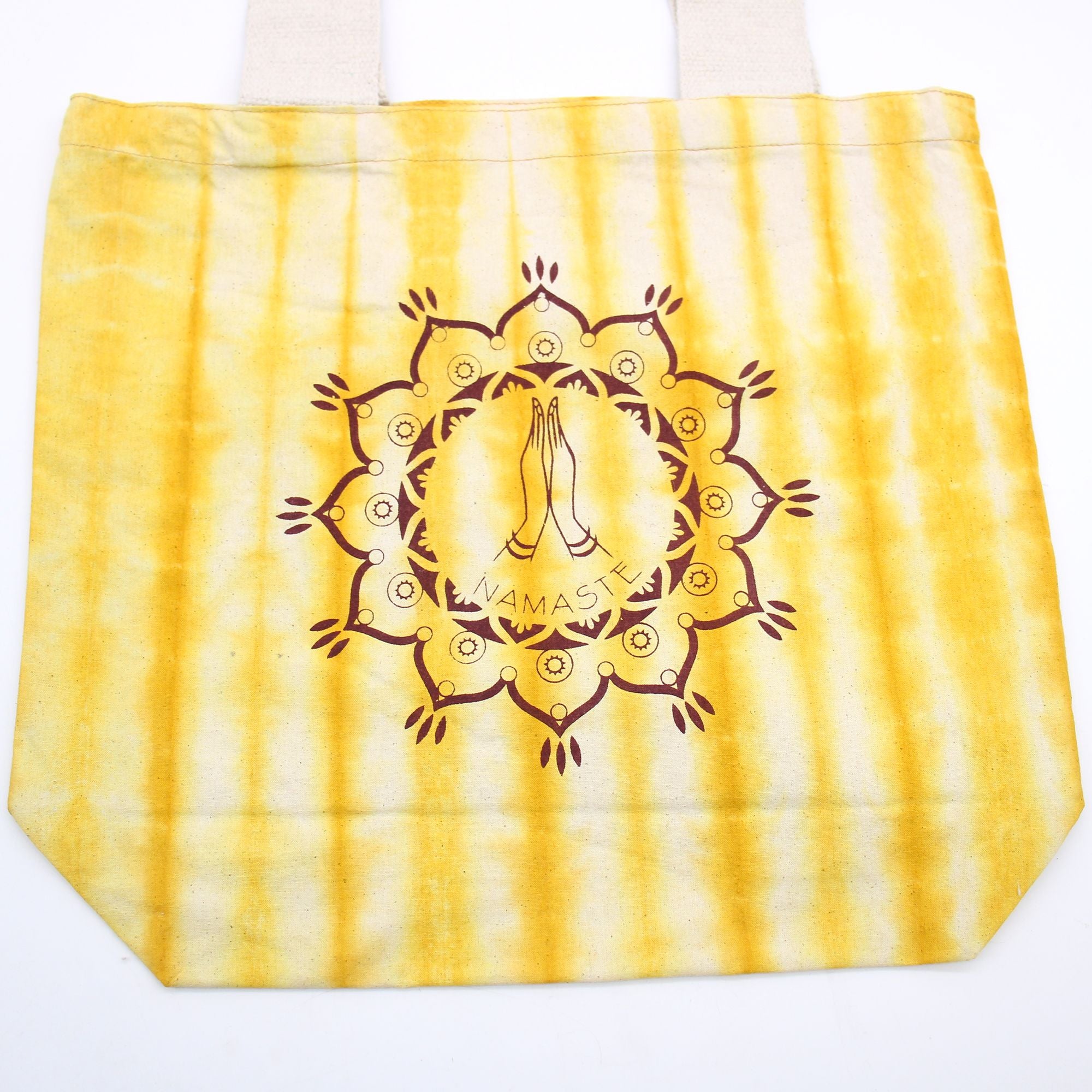 Bolsas de algodón "Tie Dye" (170g) - 38x42x12cm - Namaste Hands - Amarillo - Asa natural
