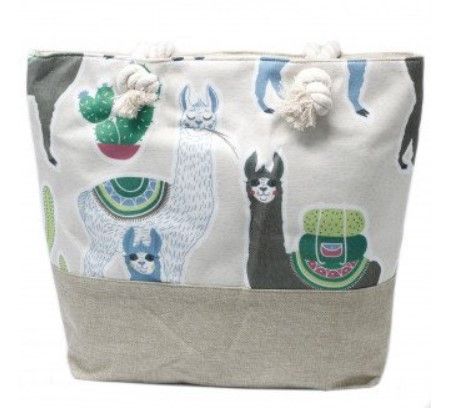 Bolso shopper con asa de cuerda - Llamas